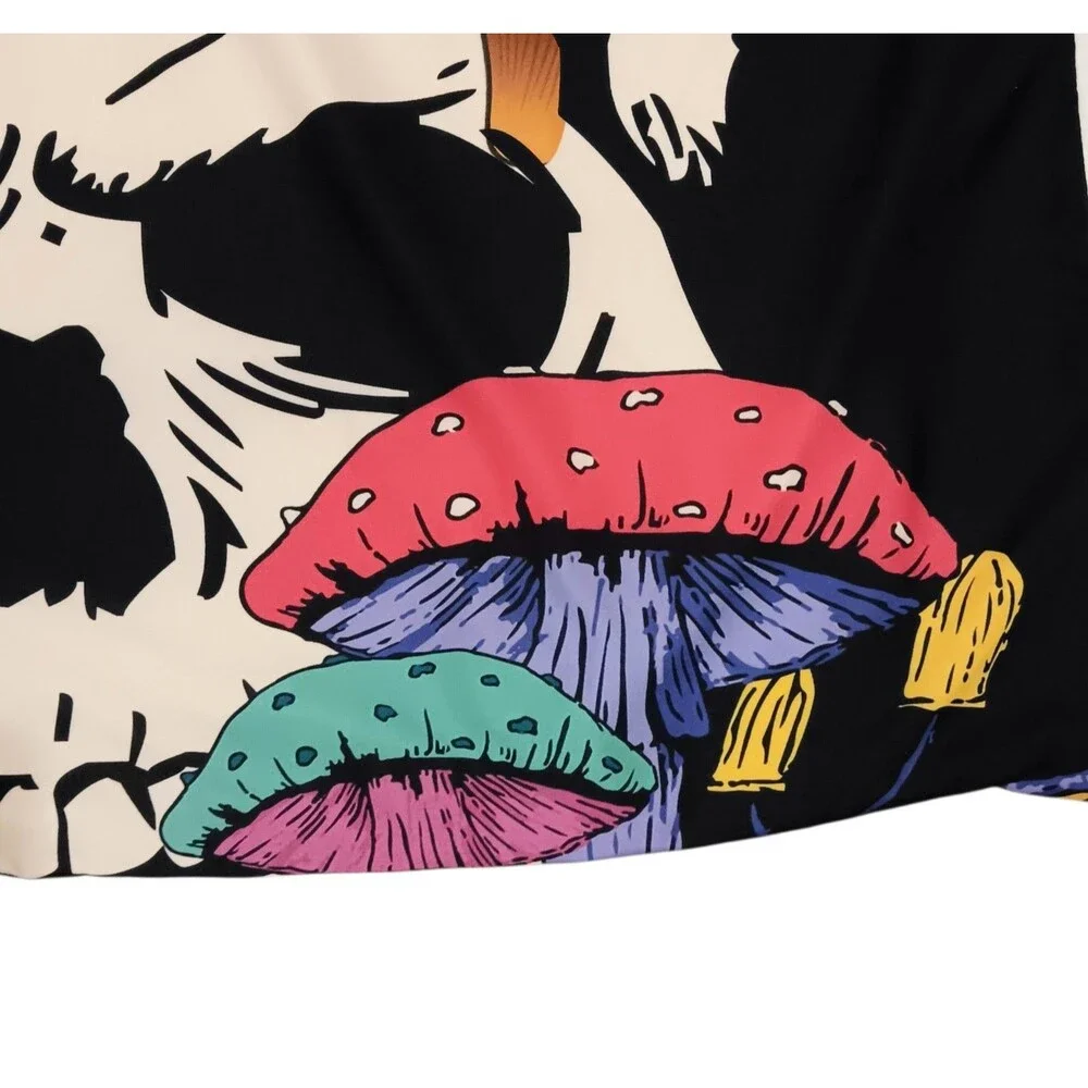 Set Of 2 Graphic Skull And Mushrooms King Size Pillowcases Multicolor 36